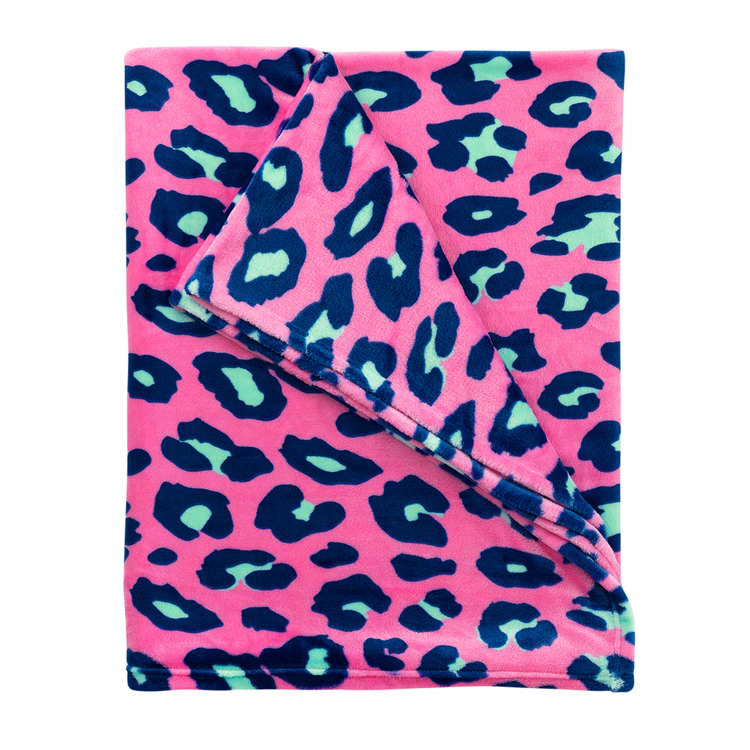 Monogrammed Hot Pink Leopard Fleece Throw Blanket