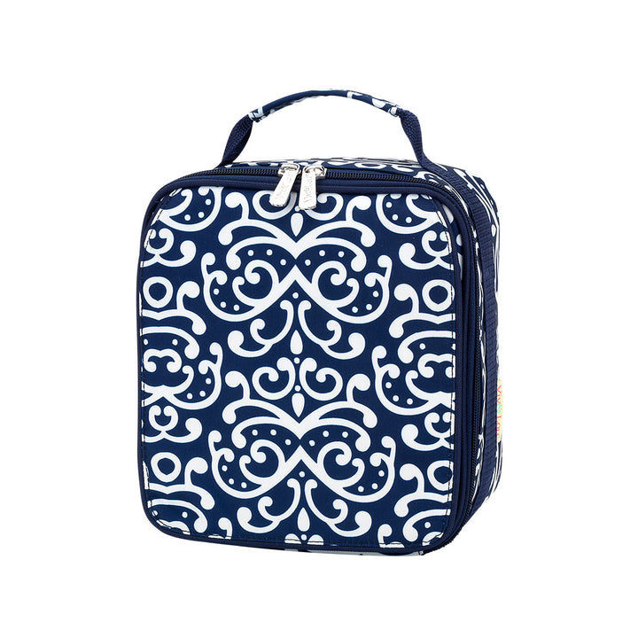 Girls Lunch Box - Dani - Navy and White Floral Paisley