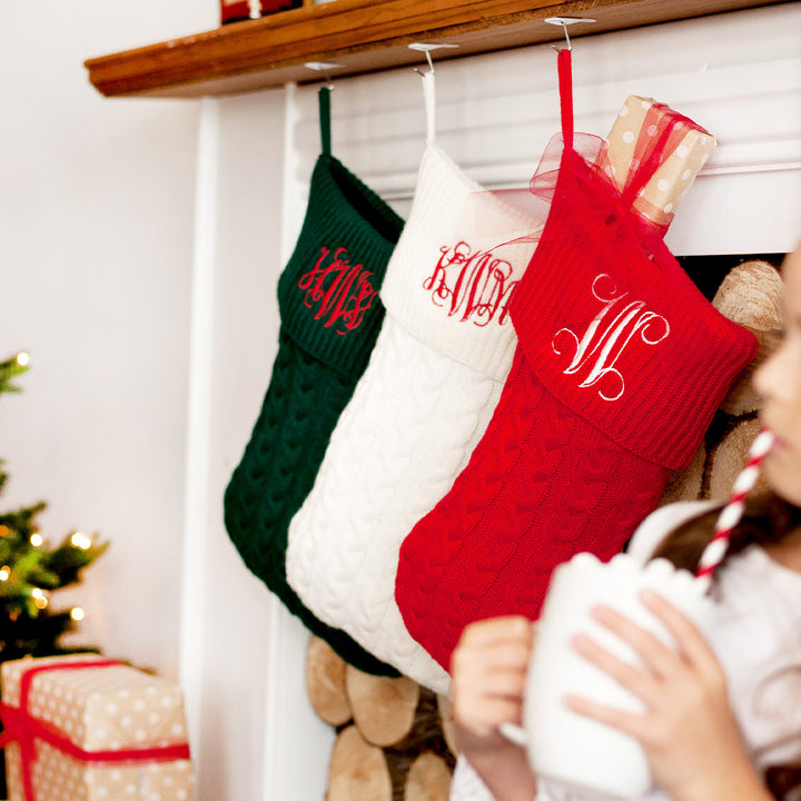 Cable Knit Stocking - 4 Colors - Personalized Christmas Stocking