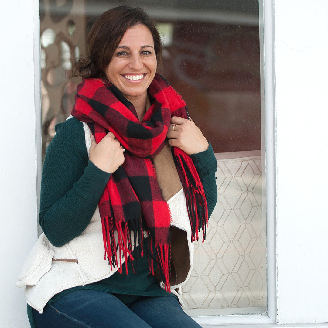 Buffalo Check Scarf - Red and Black Plaid