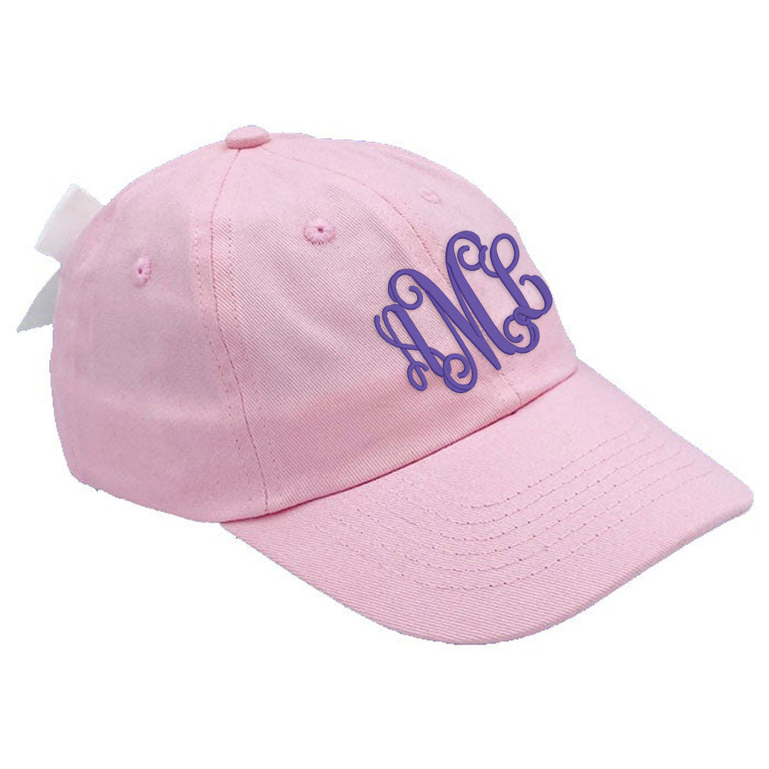 Mommy and Me Matching Monogrammed Bow Baseball Hat in Navy, White, Pink - 3 Colors