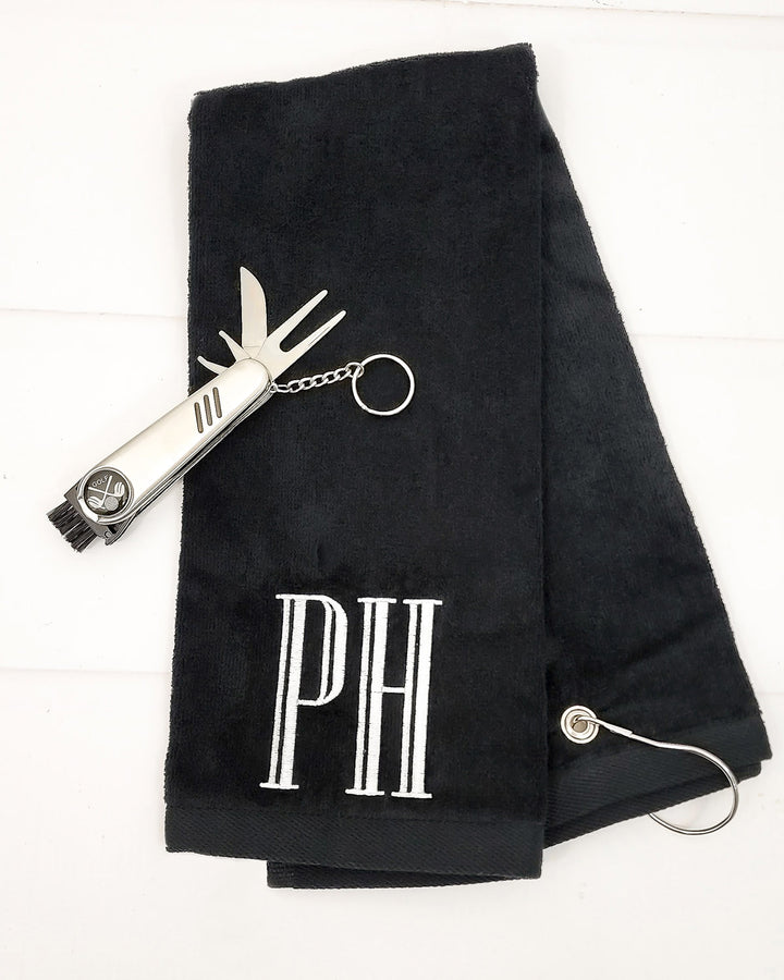 Monogrammed Personalized Golf Towel - Father's Day Gift Set - Gifts for Him - 4 Colors