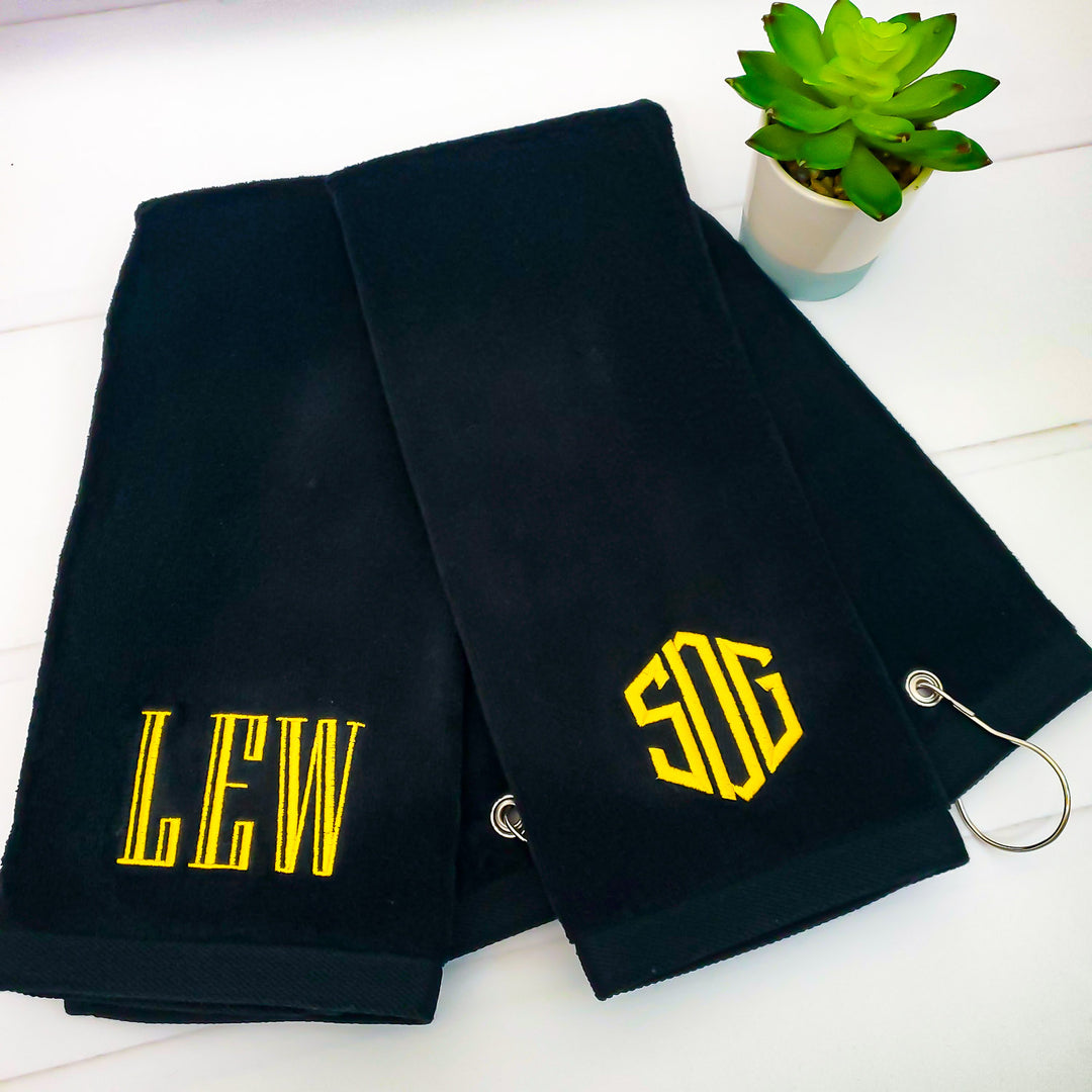 Monogrammed Personalized Golf Towel - Father's Day Gift Set - Gifts for Him - 4 Colors