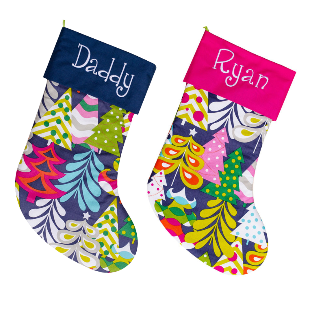 Handmade Personalized Christmas Stocking Blue Stocking Large Stocking | Navy Blue Stocking