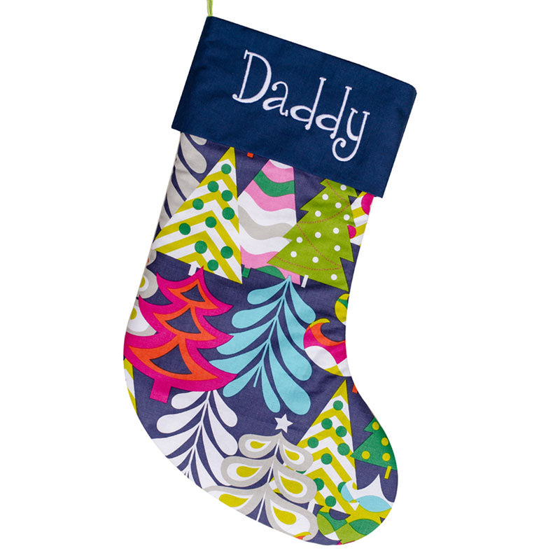 Handmade Personalized Christmas Stocking Blue Stocking Large Stocking | Navy Blue Stocking