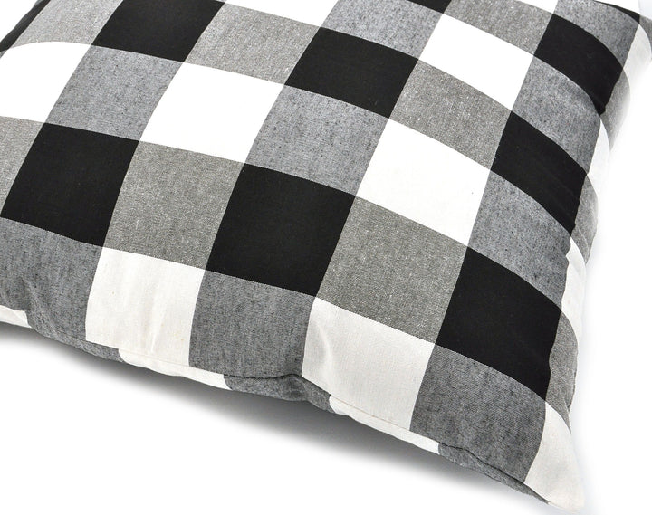 Buffalo Plaid Pillow Cover - Black & White - Red & Black