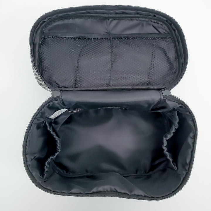 Canvas Train Case Cosmetic Travel Bag - Herringbone