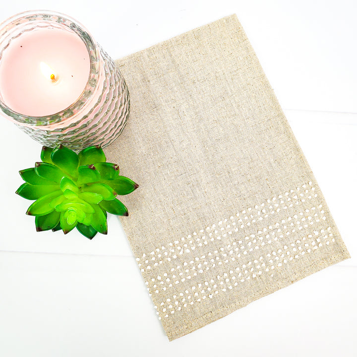 Linen Knot Pattern Guest Towel - Set of Two