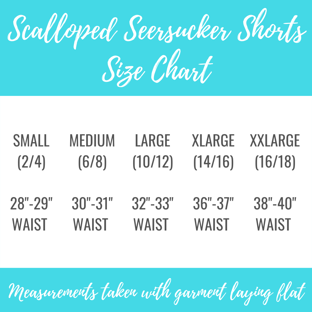 Seersucker Scalloped Lounge Shorts - Womens - 3 Colors - BLANK