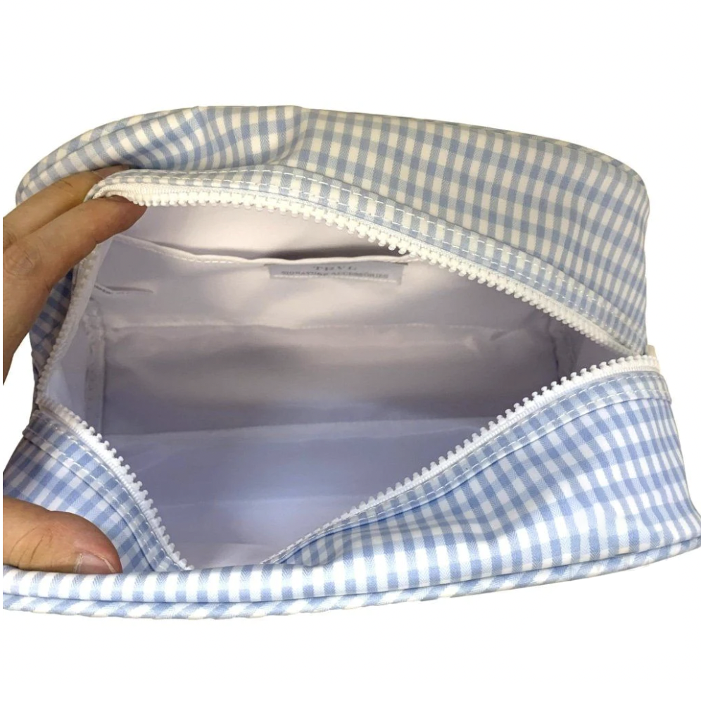 TRVL Design - Stowaway Zippered Pouch - Travel Bag - Baby Gift - Grey Gingham
