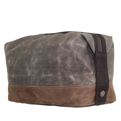 Waxed Canvas Toiletry Bag -- Brown