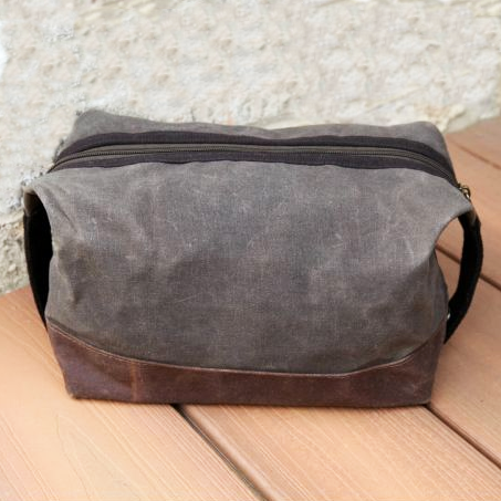 Waxed Canvas Toiletry Bag -- Brown