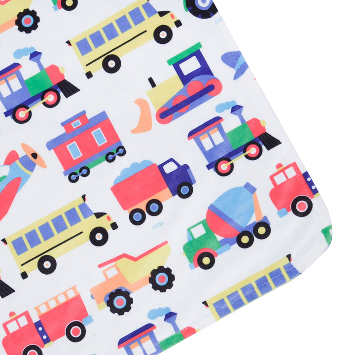 Personalized Plush Minky Dot Baby Blanket - Wildkin - Trains Planes