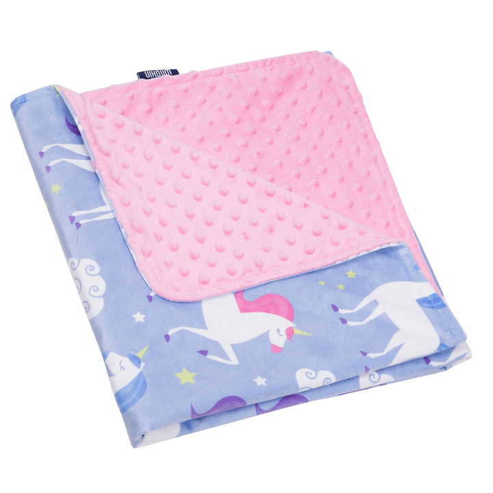 Personalized Plush Minky Dot Baby Blanket - Wildkin - Purple Unicorns