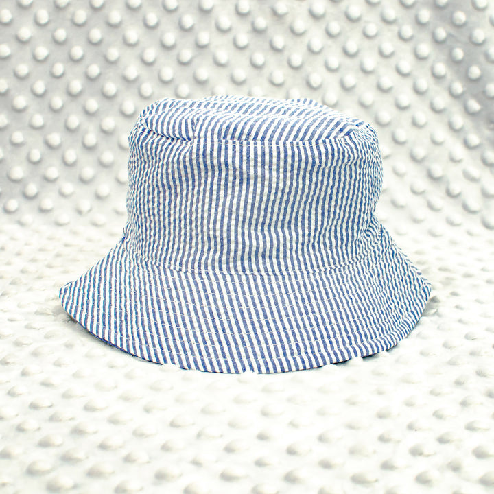 Baby Boy Toddler Personalized Bucket Hat Seersucker Sun Hat - Blue
