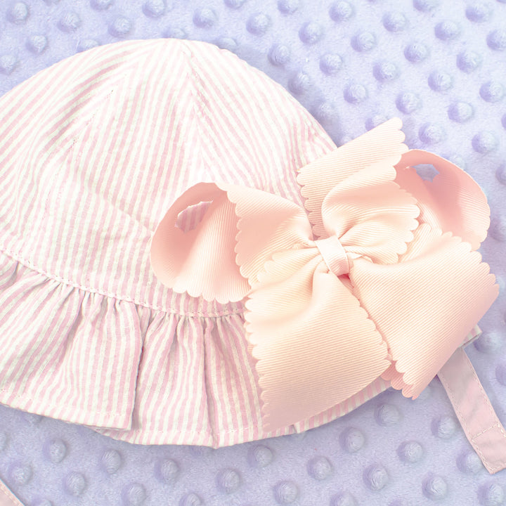 Baby Girl Toddler Seersucker Sun Hat - 2 Colors - Add A Bow